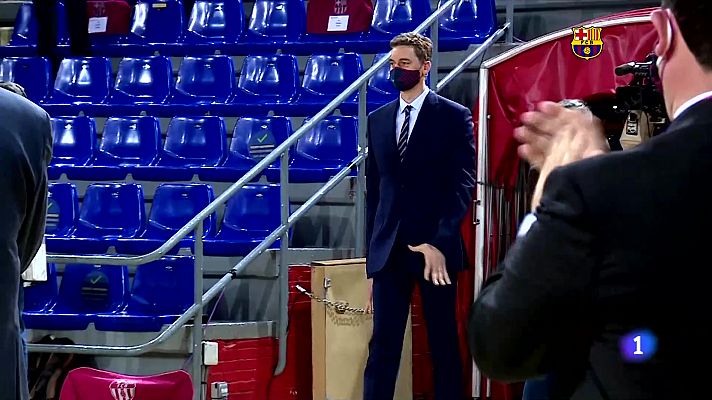 Telediario 1 - Pau Gasol, presentado por el Barça: "Tengo que coger ritmo"