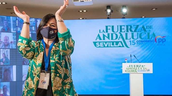 Telediario 1 - Virginia Pérez, reelegida presidenta del PP de Sevilla sin la presencia de los críticos a su candidatura