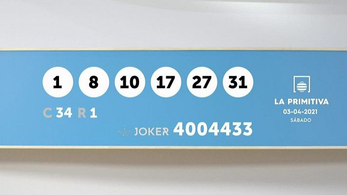 Sorteo de la Lotería Primitiva y Joker del 03/04/2021