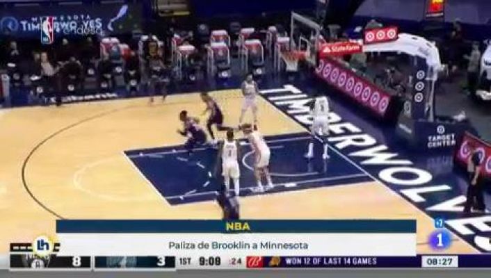 Telediario 1 - Derrota por paliza de Timberwolves ante Brooklyn
