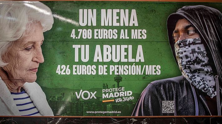 Telediario 1 - El cartel con los 'menas' de Vox se debate en el Congreso de los Diputados