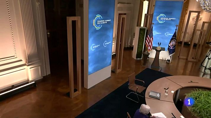 Telediario 1 - Biden se compromete a reducir las emisiones de EE.UU. "entre un 50 y un 52%" para 2030