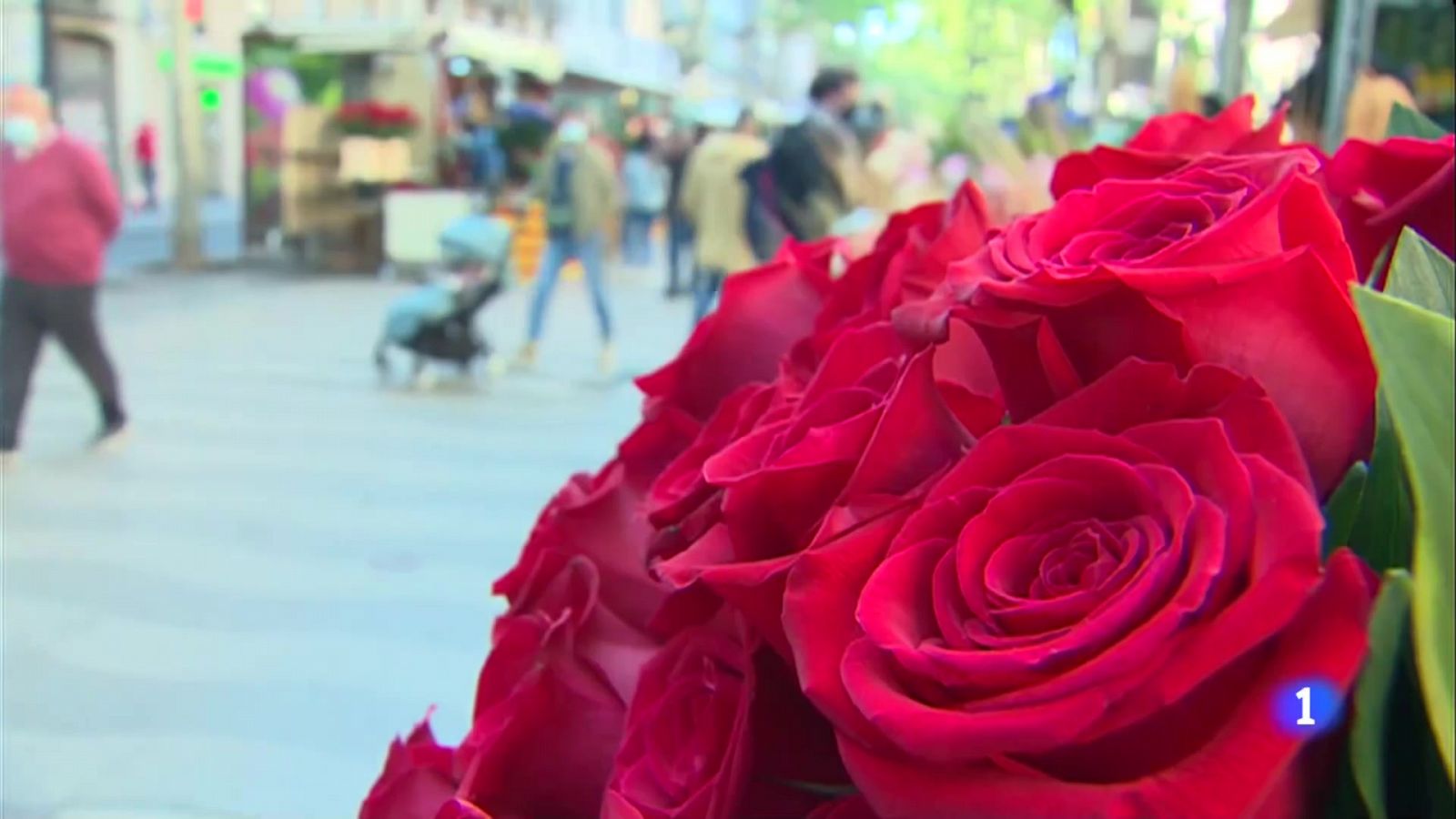 Ambient festiu a Catalunya en la Diada de Sant Jordi