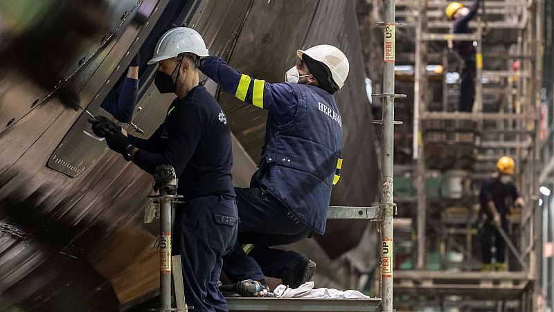 Trabajadores de los astilleros de Navantia en Cartegena