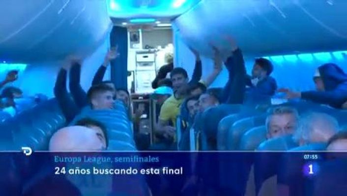 El Villarreal festeja por todo lo alto su pase a la final de la Europa League