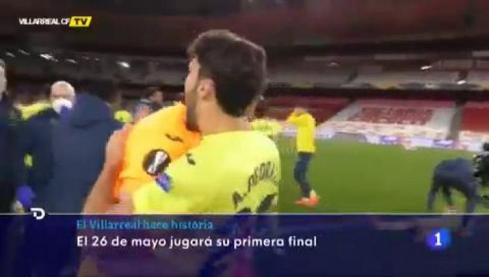 Así celebraron los jugadores del Villarreal su primera final