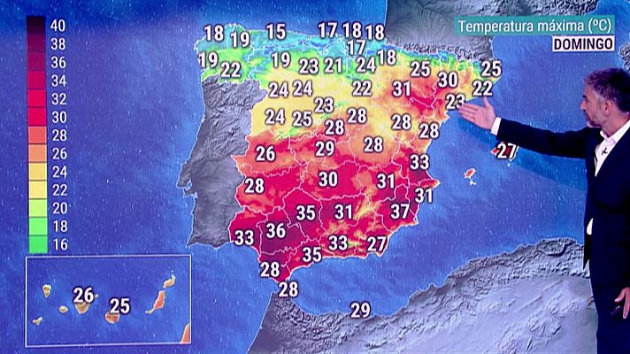 Lluvias localmente persistentes en zonas del oeste y norte de Galicia. Vientos fuertes con rachas muy fuertes en Canarias