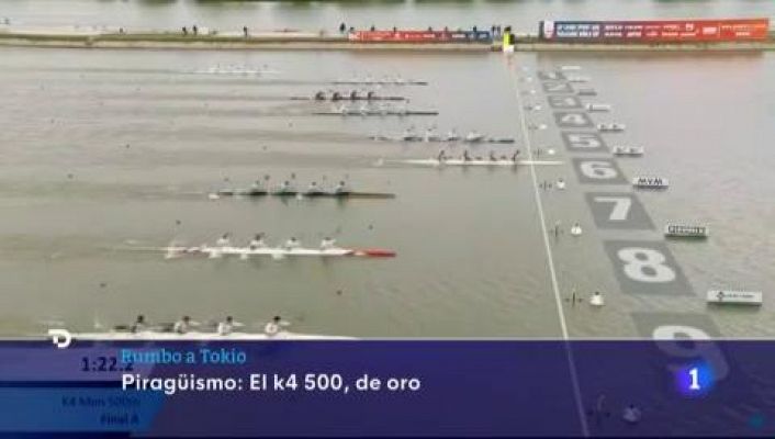 Telediario 1 - Fin de semana de medallas para España en piragüismo y marcha por equipos