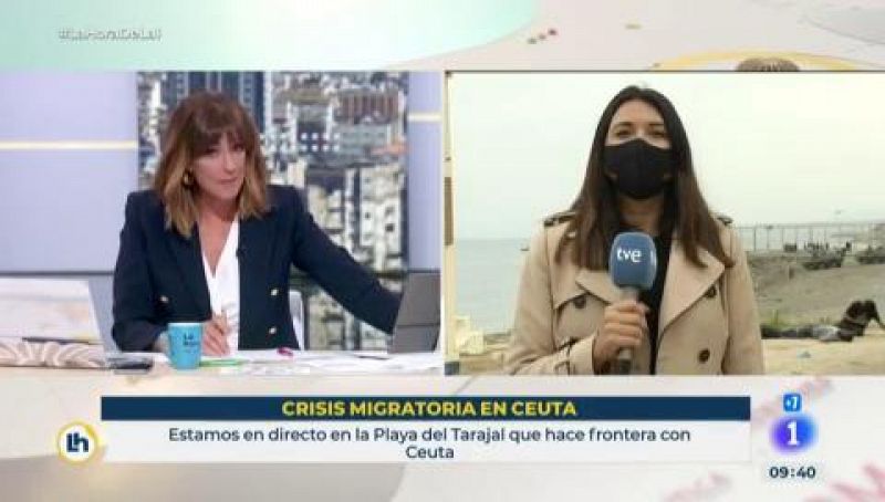 Crisis migratoria en Ceuta: despliegue del Ejército en uno de los espigones fronterizos 