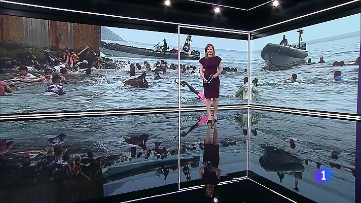 Telediario 1 - Desalojada la playa de El Tarajal por las fuerzas de seguridad