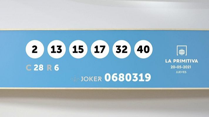 Sorteo de la Lotería Primitiva y Joker del 20/05/2021
