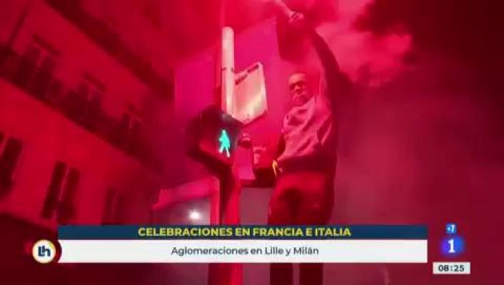 Telediario 1 - Celebraciones desbordadas y sin distancias en las fiestas por los títulos de Liga de Inter y Lille
