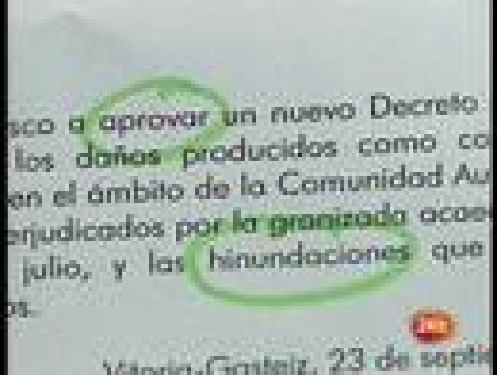 Se puede leer el verbo aprobar escrito con uve y la palabra inundaciones escrita con hache.