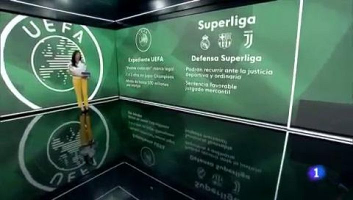 Telediario 1 - La UEFA abre procedimientos disciplinarios a Real Madrid, Barcelona y Juventus