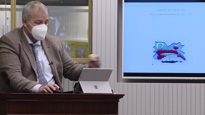 Telediario 1 - Subastan obras inéditas de Muelle, pionero en España del arte urbano