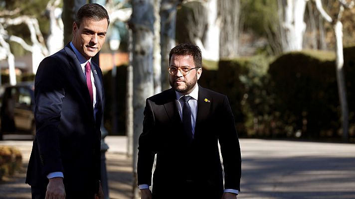 Telediario 1 - Sánchez y Aragonès comparten la apuesta por el "diálogo" y se citan en La Moncloa este mes