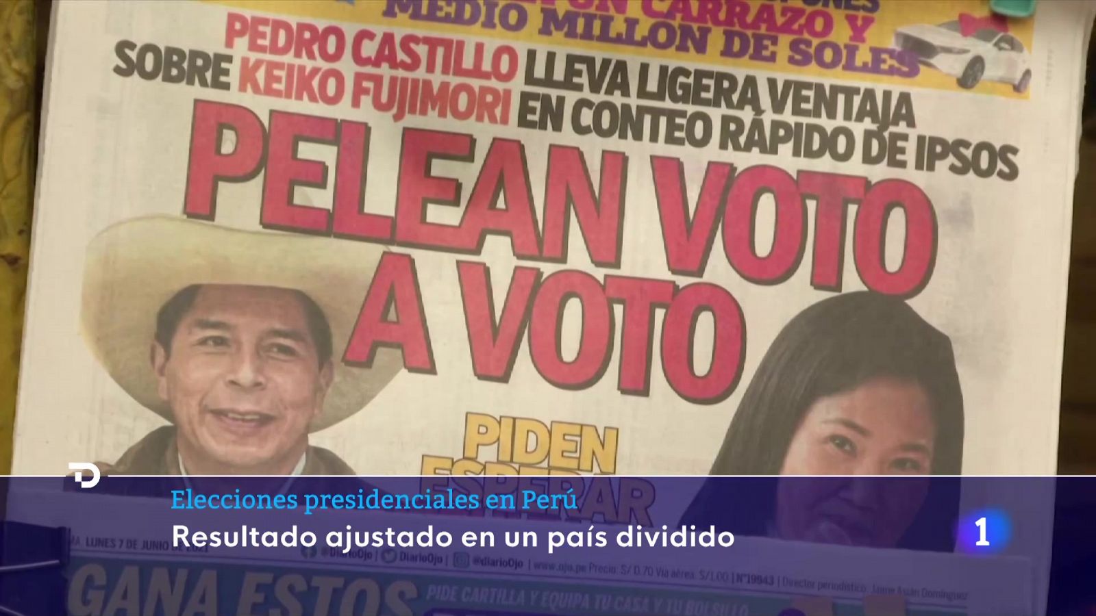 Vídeo: Castillo adelanta a Fujimori en las elecciones peruanas