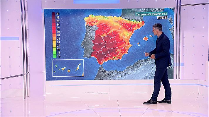 El tiempo - Posibilidad de tormentas localmente fuertes en el sistema Ibérico oriental, Pirineos y mitad norte de Cataluña. Temperaturas altas en el valle del Guadalquivir y Canarias