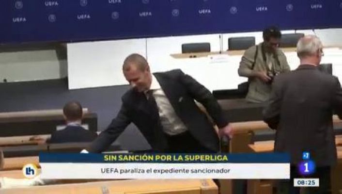 Telediario 1 - La UEFA suspende "hasta nuevo aviso" la sanción a los clubes de la Superliga