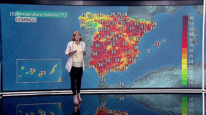 El tiempo - Chubascos y tormentas localmente fuertes en el entorno de Galicia, Asturias y noroeste de Castilla y León. Temperaturas significativamente altas en zonas del noreste de la Península