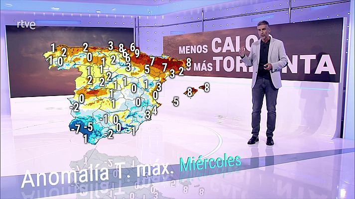 El tiempo - Nubosidad en el interior, con chubascos y tormentas que pueden ser localmente fuertes, en buena parte de la mitad norte y de forma más aislada en puntos de la zona centro