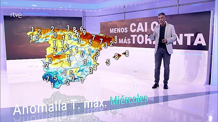 Nubosidad en el interior, con chubascos y tormentas que pueden ser localmente fuertes, en buena parte de la mitad norte y de forma más aislada en puntos de la zona centro