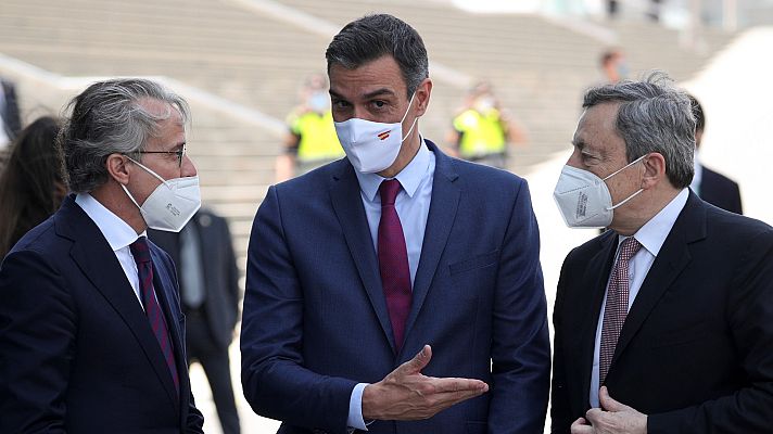 Telediario 1 - Sánchez recibe el apoyo de los empresarios catalanes ante los indultos y Aragonès advierte de que no bastan