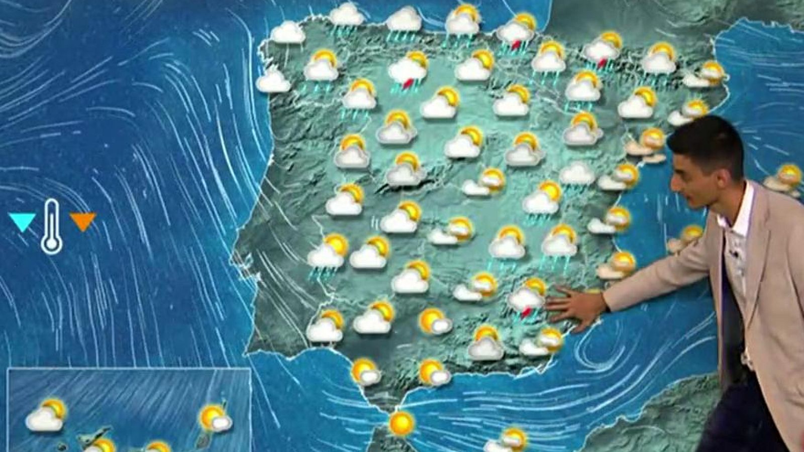 Nubes y tormentas, sobre todo en la cordillera Cantábrica y Pirineos