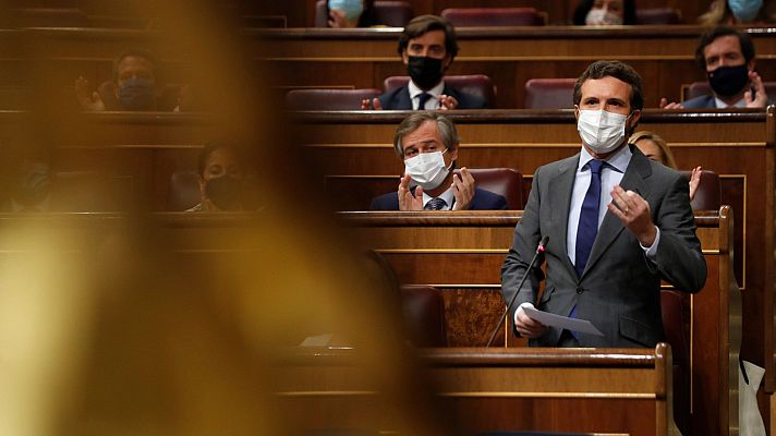 Telediario 1 - Casado pide a Sánchez que dimita por "traicionar" a España y convoque elecciones