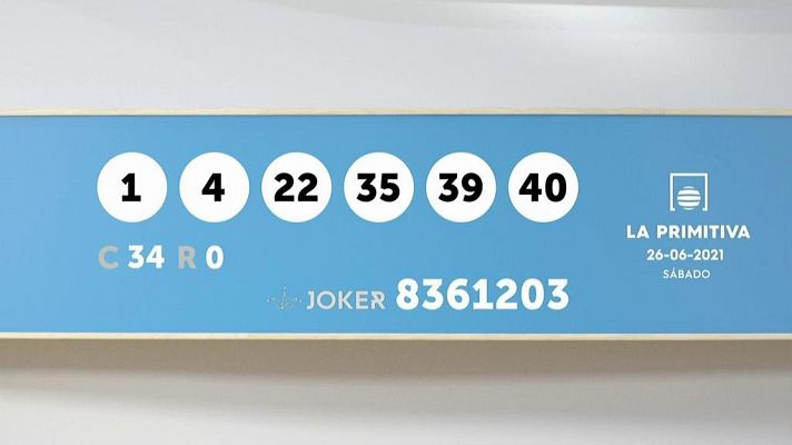 Sorteo de la Lotería Primitiva y Joker del 26/06/2021