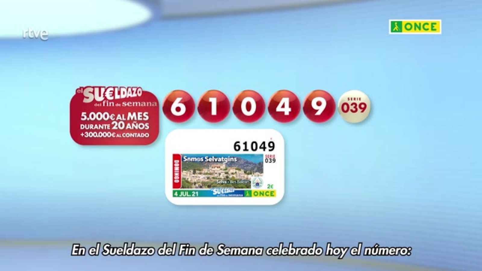 Sorteo ONCE - 04/07/21 - ver ahora