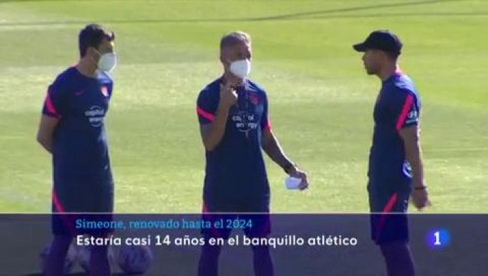 Telediario 1 - Simeone renueva como técnico del Atlético hasta 2024