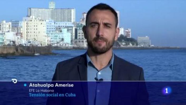 Telediario 1 - Calma tensa y apagón de internet tras las protestas en Cuba