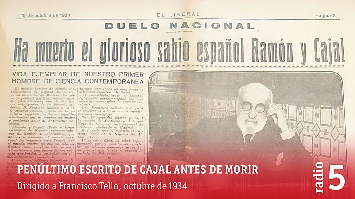 Penúltimo escrito realizado por Ramón y Cajal horas antes de morir