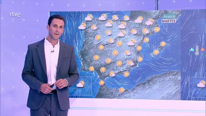 Predominio del tiempo seco y soleado en toda España. Sólo se esperan cielos nubosos en el litoral oeste de Galicia, con probables nieblas costeras, y algunos intervalos de nubes bajas matinales en puntos del norte de Galicia  - ver ahora
