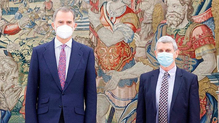 Telediario 1 - El rey recibe por primera vez en La Zarzuela al nuevo presidente de RTVE