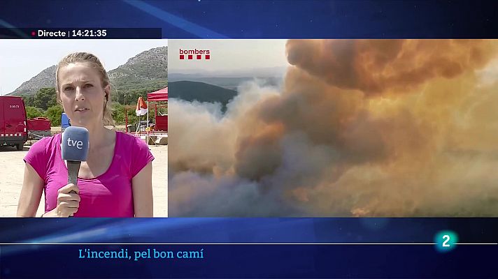 L'Informatiu - L'incendi del massís del Montgrí, contingut però sense estabilitzar els flancs