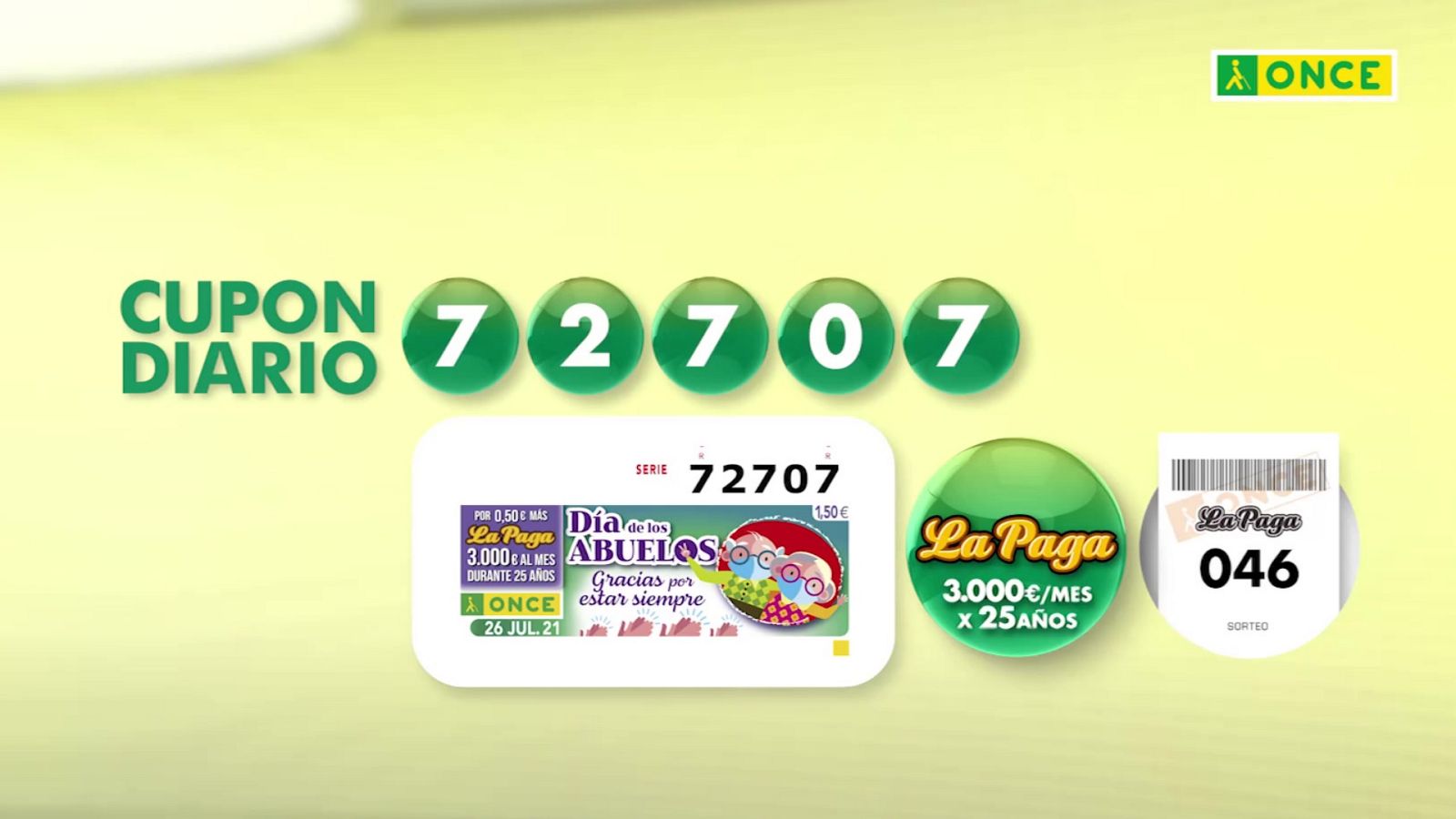 Sorteo ONCE - 26/07/21 - ver ahora