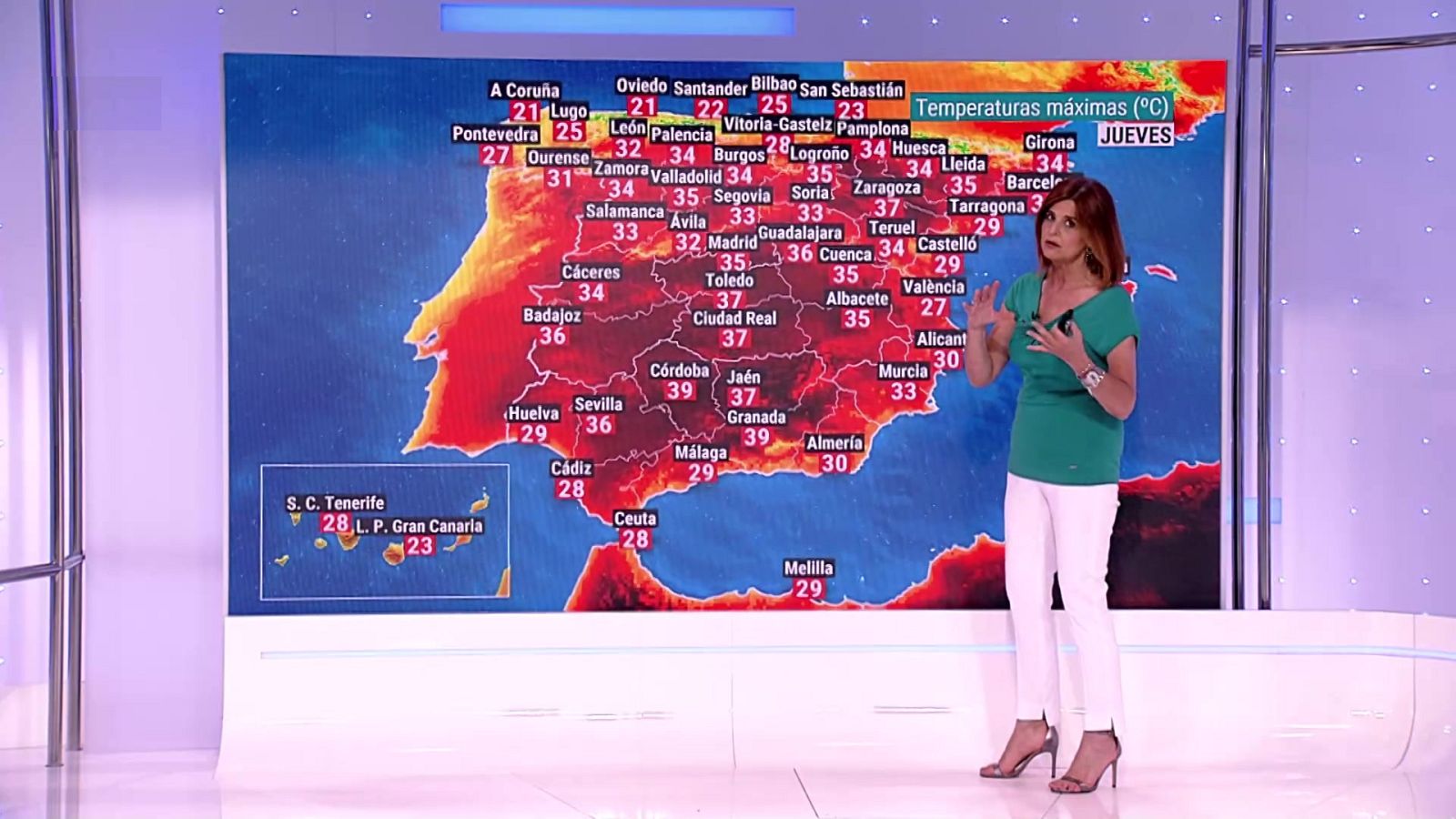 Temperaturas máximas altas en áreas de la meseta Sur y del interior de Andalucía - ver ahora