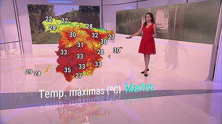 El tiempo - Chubascos y tormentas localmente fuertes en el Pirineo catalán, entorno del sur del sistema Ibérico e interior de la Comunidad Valenciana. Rachas fuertes de vientos en Canarias