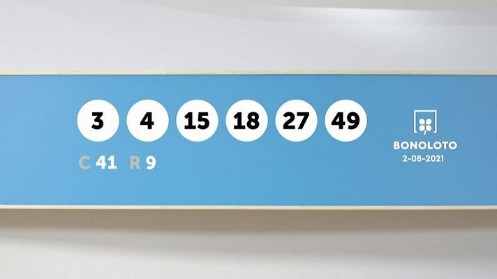 SELAE - Sorteo de la Lotería Bonoloto del 02/08/2021
