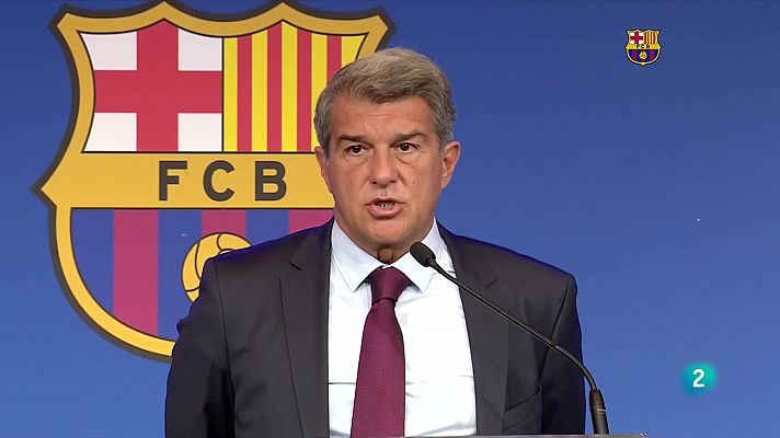 El president del Barça, Joan Laporta, argumenta la marxa de Messi