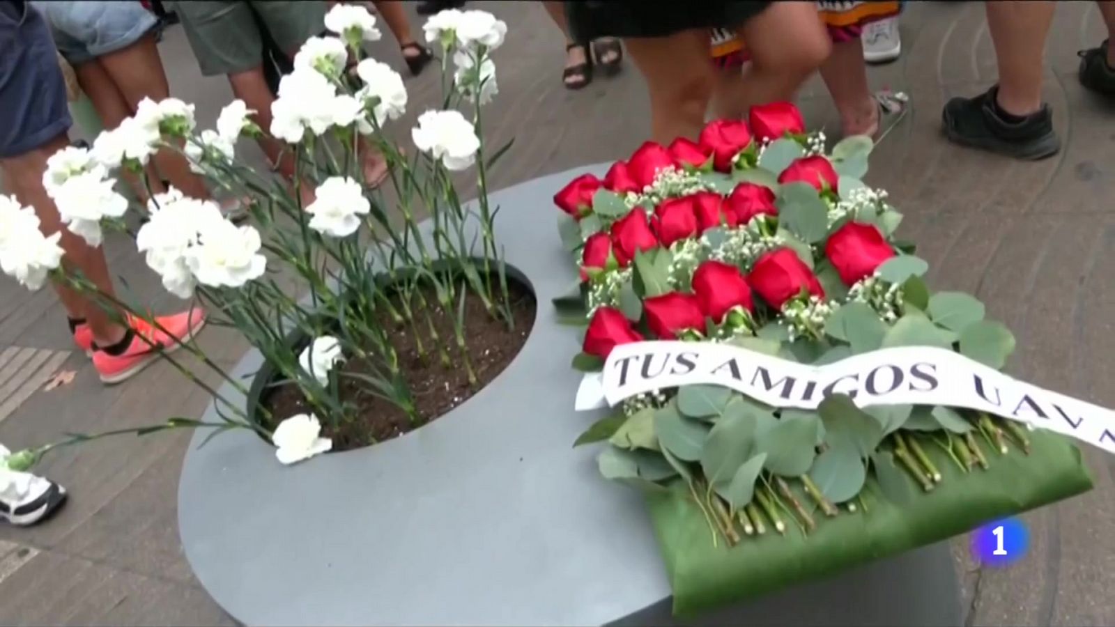 El cant dels ocells i ofrenes de clavells blancs marquen l'acte de record a les víctimes del 17A 