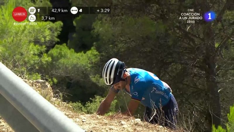Vuelta a España | Valverde sufre una dura caída en pleno ataque en la séptima etapa -- ver ahora