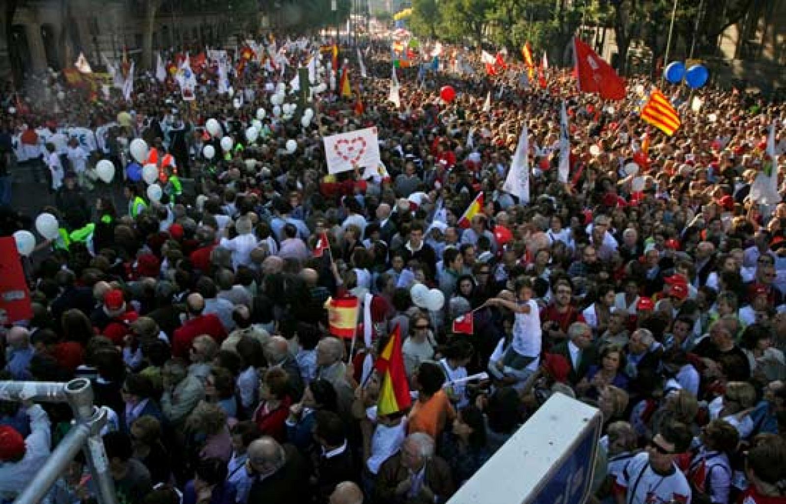 Miles de personas se han manifestado hoy en Madrid para defender el derecho a la vida de los no nacidos y protestar contra la reforma de la Ley del aborto promovida por el Gobierno. 