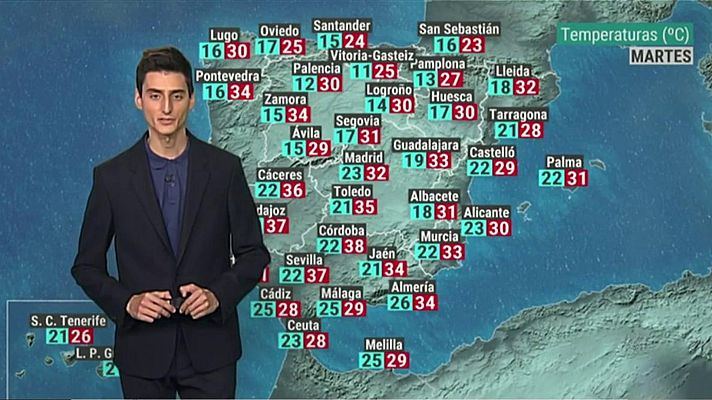 El tiempo - Descenso de las temperaturas en el interior peninsular y fuertes tormentas en varias zonas