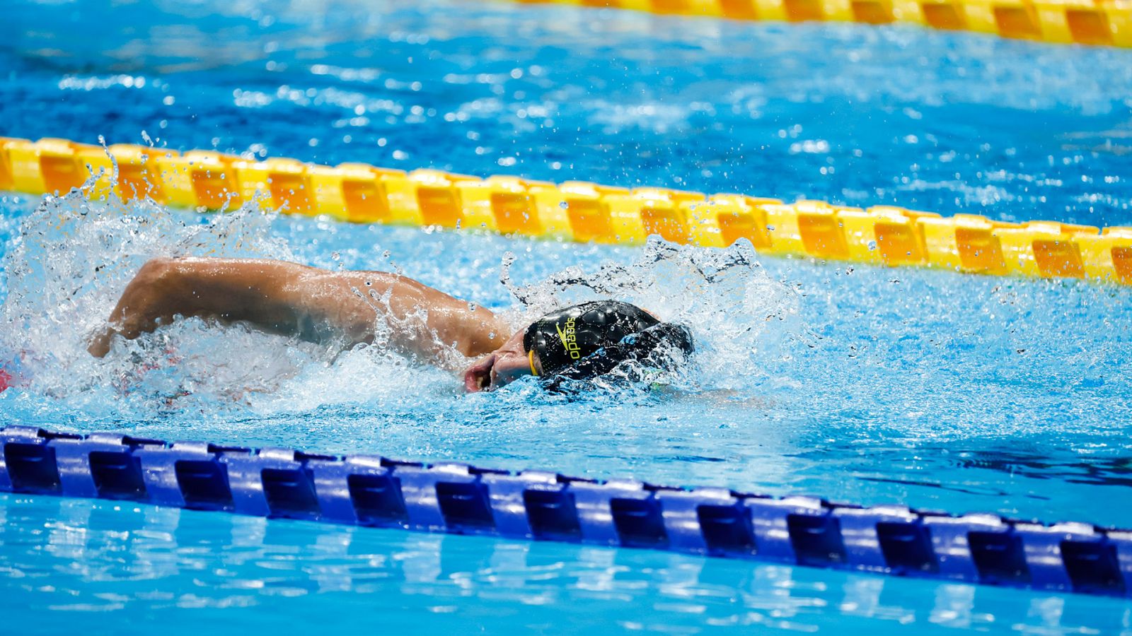 Actuación de los nadadores españoles Toni Ponce, Luis Huerta y Sebastián Rodríguez en la final de 200 libres