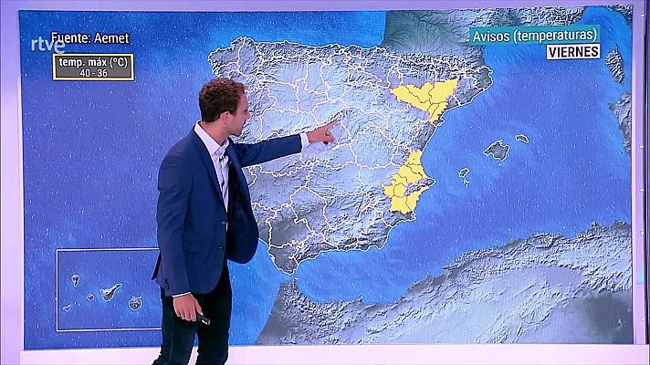 Chubascos y tormentas  fuertes en la Ibérica oriental y en á