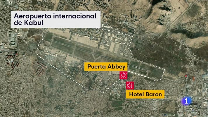 Mapa del doble atentado en el aeropuerto de Kabul, en Afganistán