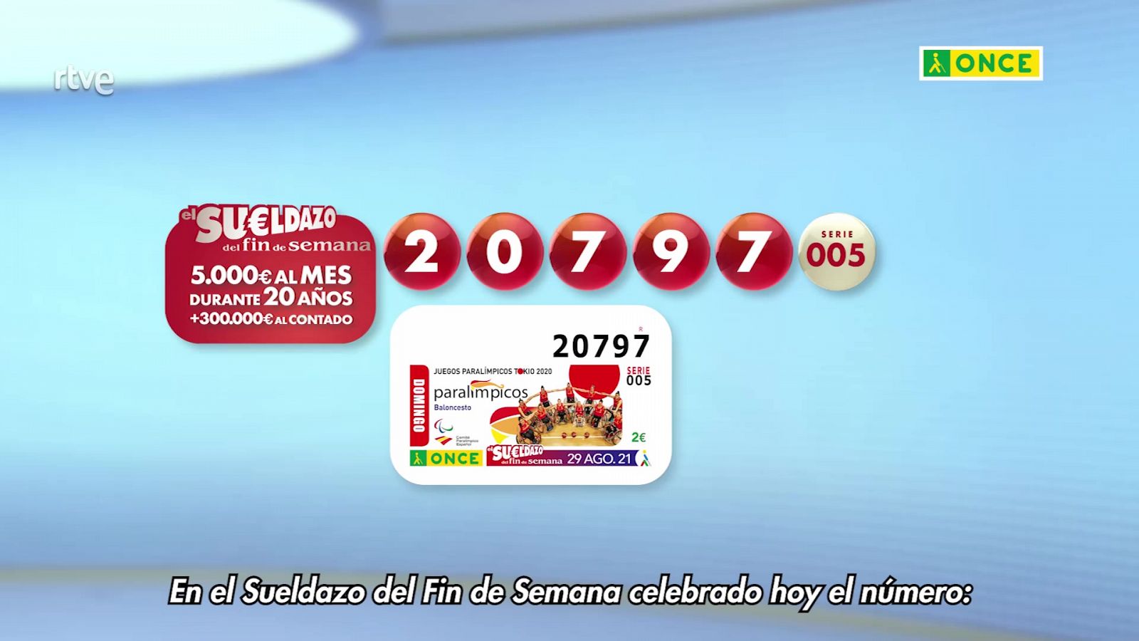 Sorteo ONCE - 29/08/21 - ver ahora